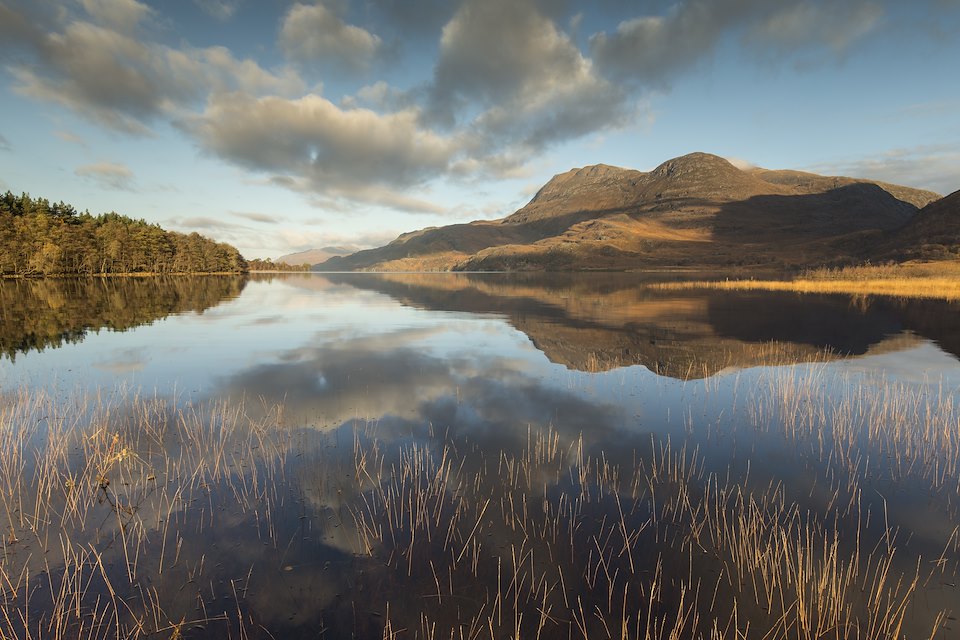 Autumnal light over Slioch, Loch Maree, Scotland.