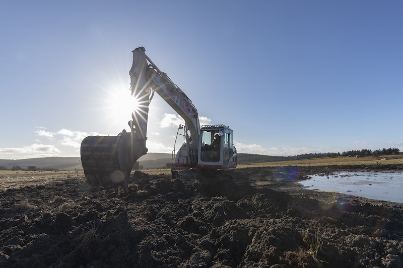 Creation of wader scrapes at Northwoods Rewilding Network partner, Wark Farm, Aberdeenshire